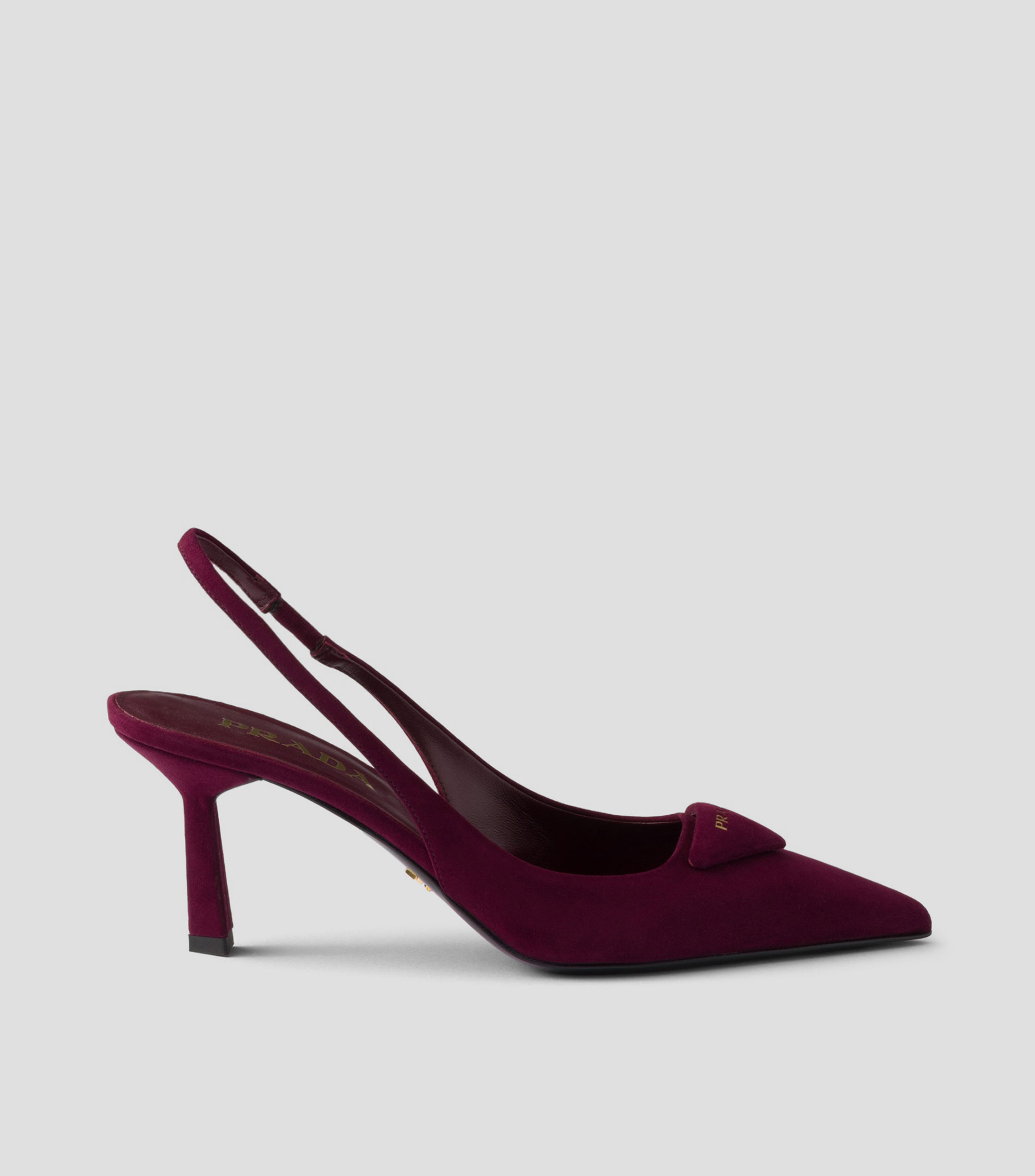 Zapatillas en piel de tacón medio de aguja Mujer